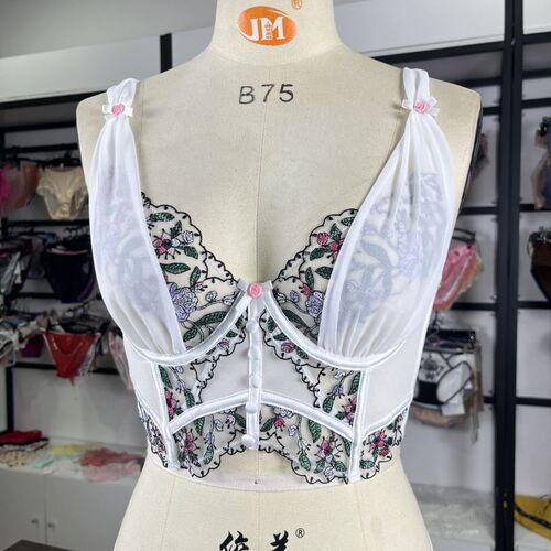 Fishbone Bra, French Style Sexy Set, Summer Floral Patchwork with Underwire, Fashionable Lingerie