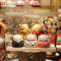 Lèmiāo Ceramic Art Craft Fortune Bringer Ornament Business Startup Home Shop Hand-painted Five Fortunes Fortune Cat