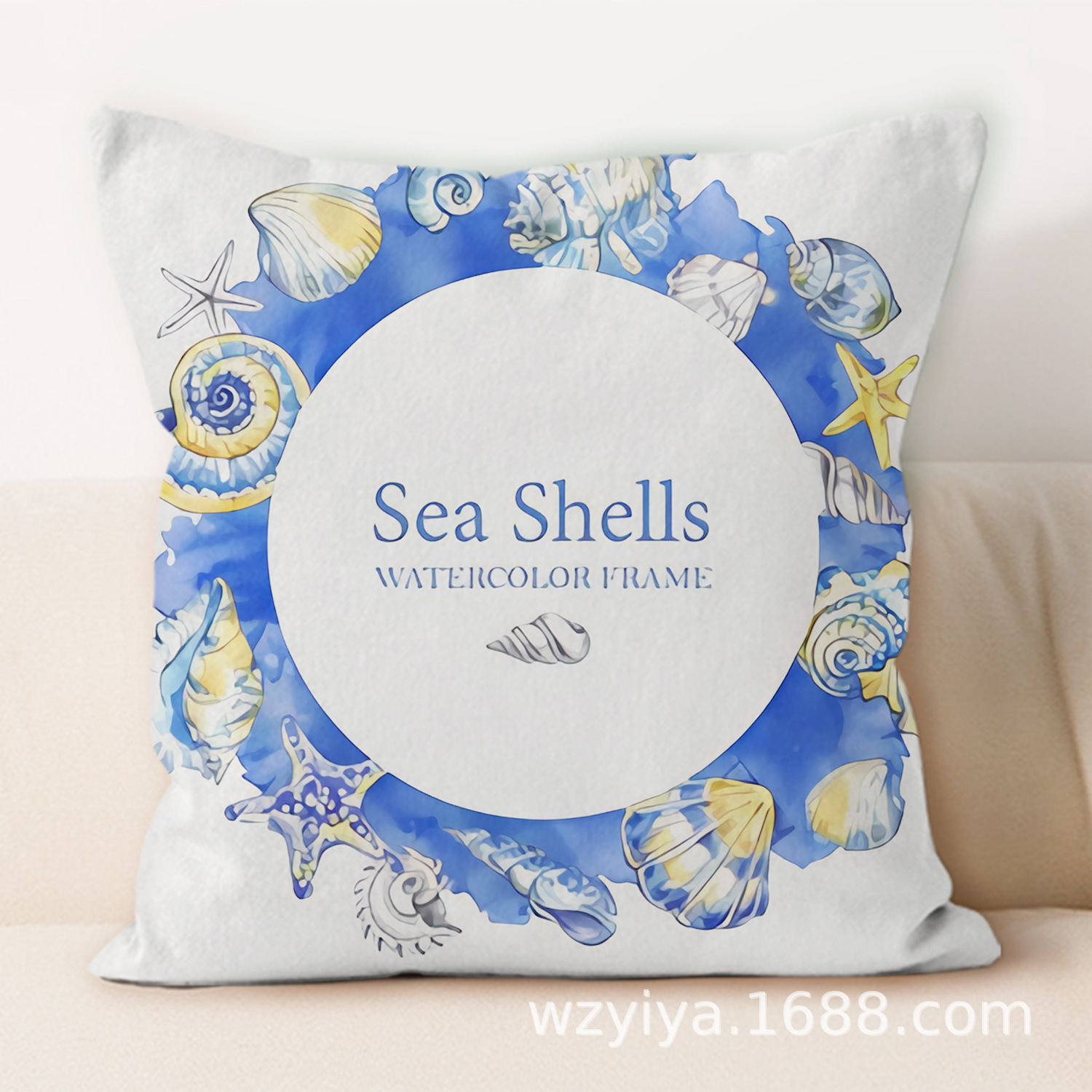 Sea shell impresión almohada de abrazo simple moderno sofá en el hogar cojín de respaldo decoración desmontable cuadrado almohada de cabeza de cama