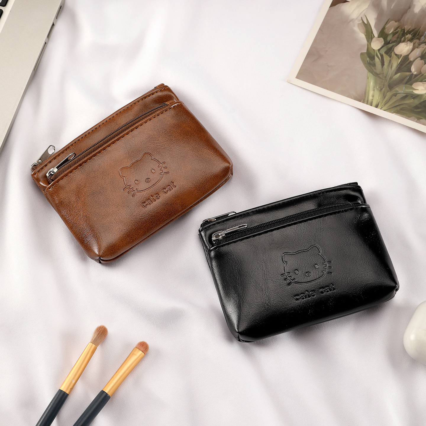 Nuevo bolso de cambio de cuero suave hecho a mano para mujeres lindas mini auriculares portátiles llaves certificados bolso de tarjeta