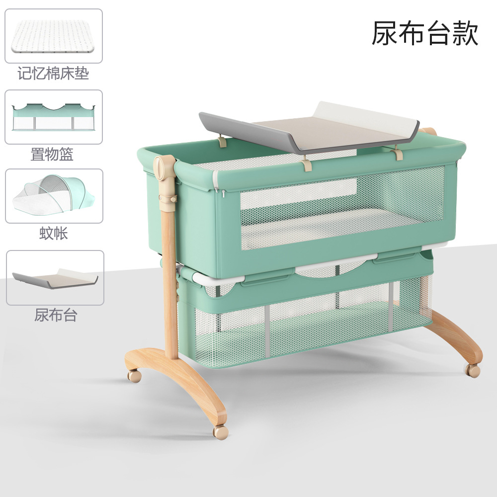 Cama de bebé móvil portátil cuna cama plegable multifuncional BB cama para recién nacidos empalme cama grande