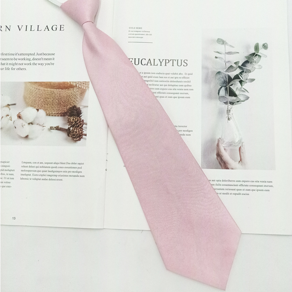 Los fabricantes venden al por mayor corbata con cremallera para mujer, fácil de tirar, sin estilo, moda de negocios profesional, corbata casual de color sólido para mujer