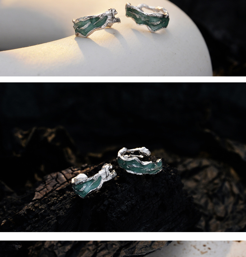 Fashion Geometric Sterling Silver Epoxy Ear Studs 1 Pair