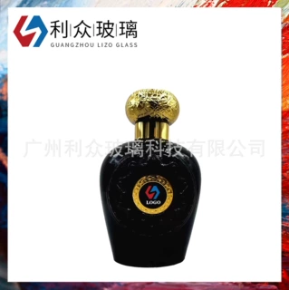 定制玻璃香水瓶100ml 黑色线条香水瓶 标牌晶白料玻璃瓶江西工厂
