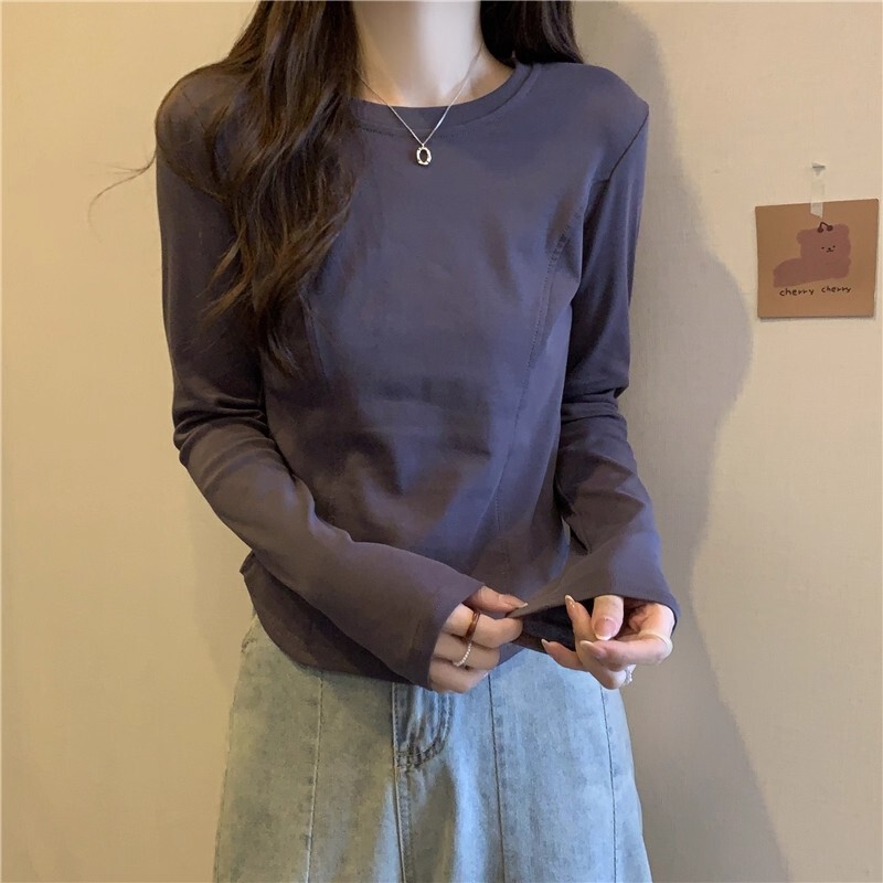 棉韩版不规则打底衫女磨毛内搭洋气收腰感德绒长袖T恤上衣|undefined