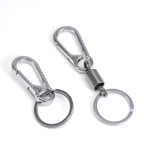 Manufacturer supplies wholesale zinc alloy keychains, simple accessories for cars and motorcycles, spring carabiners, men's waist hangers