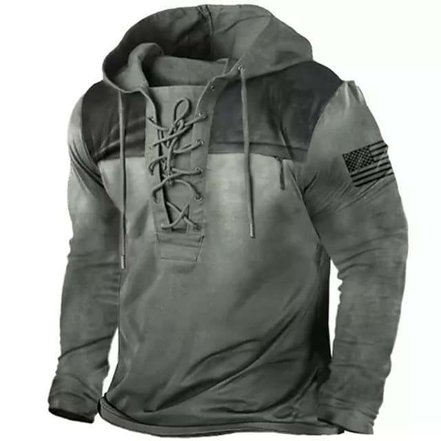 Comercio exterior transfronterizo 2023 hombres retro con cordones con capucha camiseta otoño e invierno nuevo casual Top Sudadera con capucha de los hombres