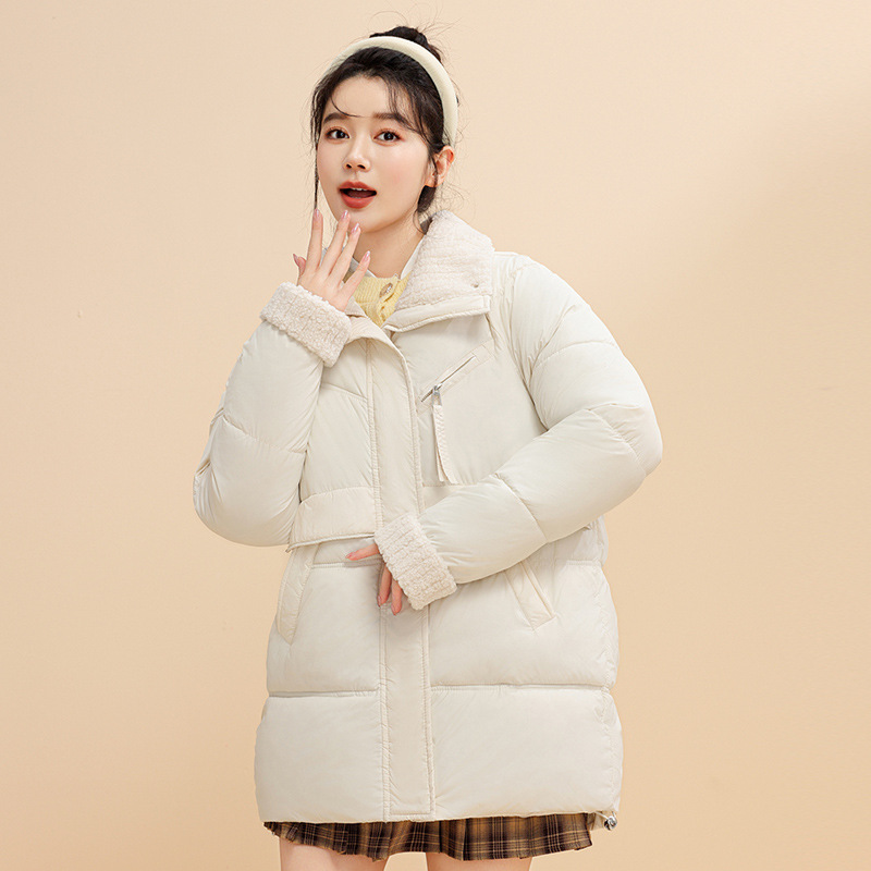 Europa y América ropa de algodón mujer 2025 invierno nuevo estilo de ropa de algodón coreana con capuchón grueso medio largo abrigo de pan suelto al por mayor image 6