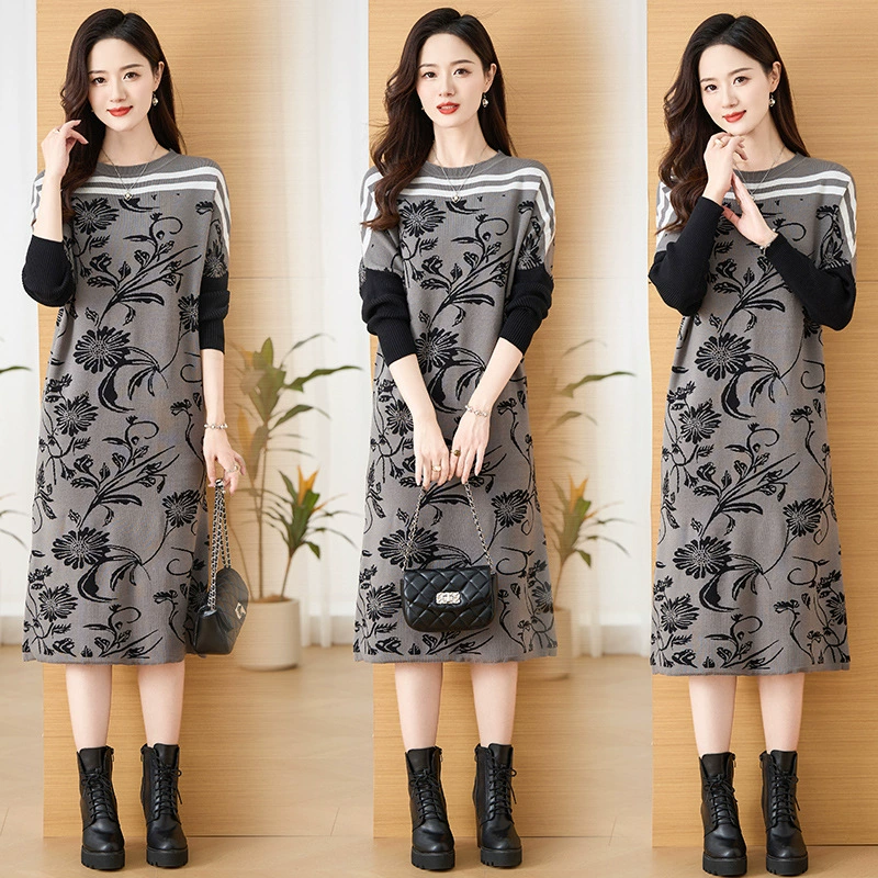 Платье для женщин 2024, осень и зима, новый стиль, элегантное внутреннее пальто, нижняя юбка, свободная юбка в корейском стиле, трендовая юбка, уменьшающая возраст