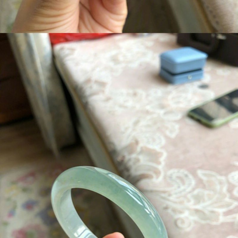 Vòng tay ngọc bích Miến Điện dạng trống tròn màu xanh lục nổi bông, có giấy chứng nhận chi tiết 6