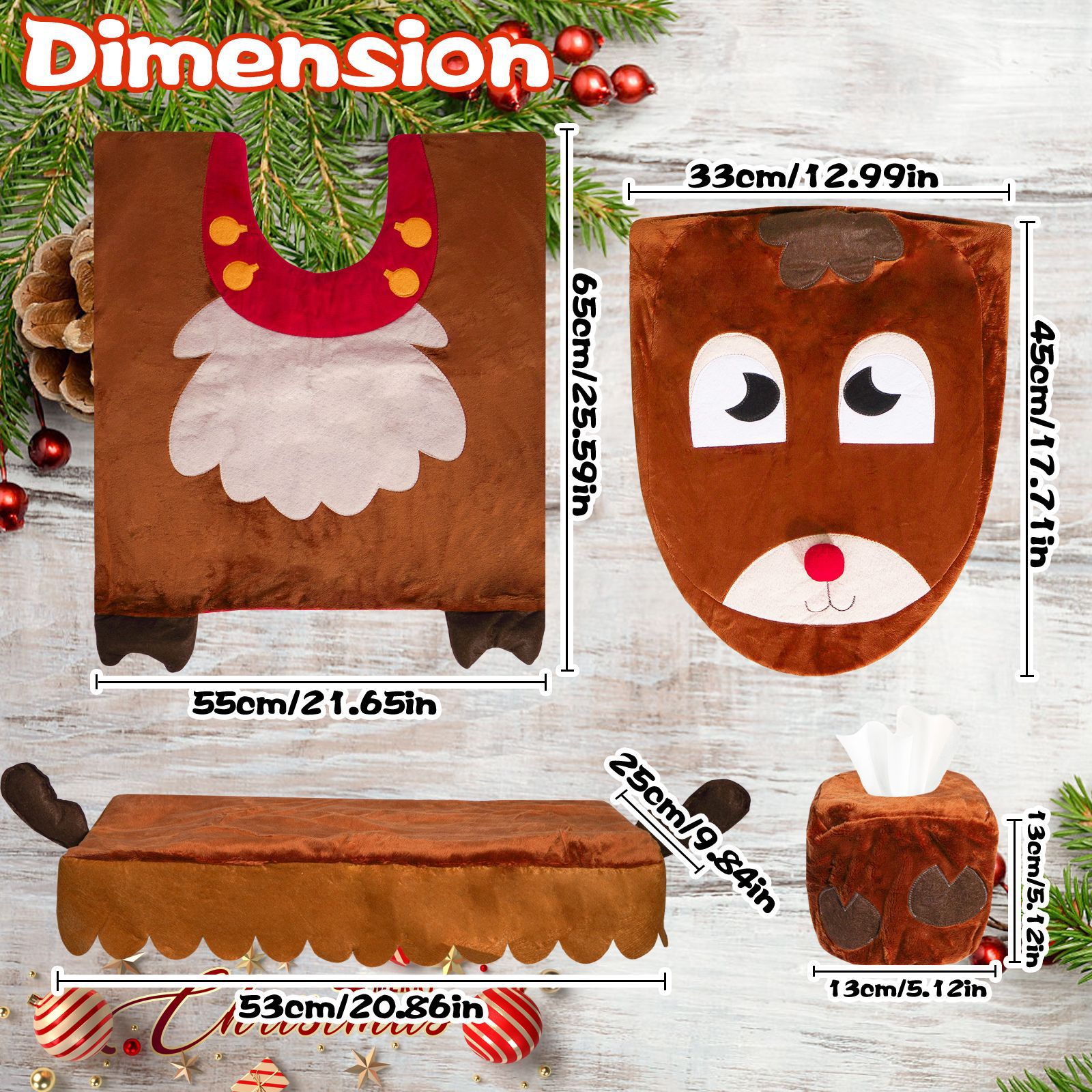 Transfronterizo nueva decoración de Navidad ardilla inodoro cubierta piso estera Baño de cuatro piezas Decoración