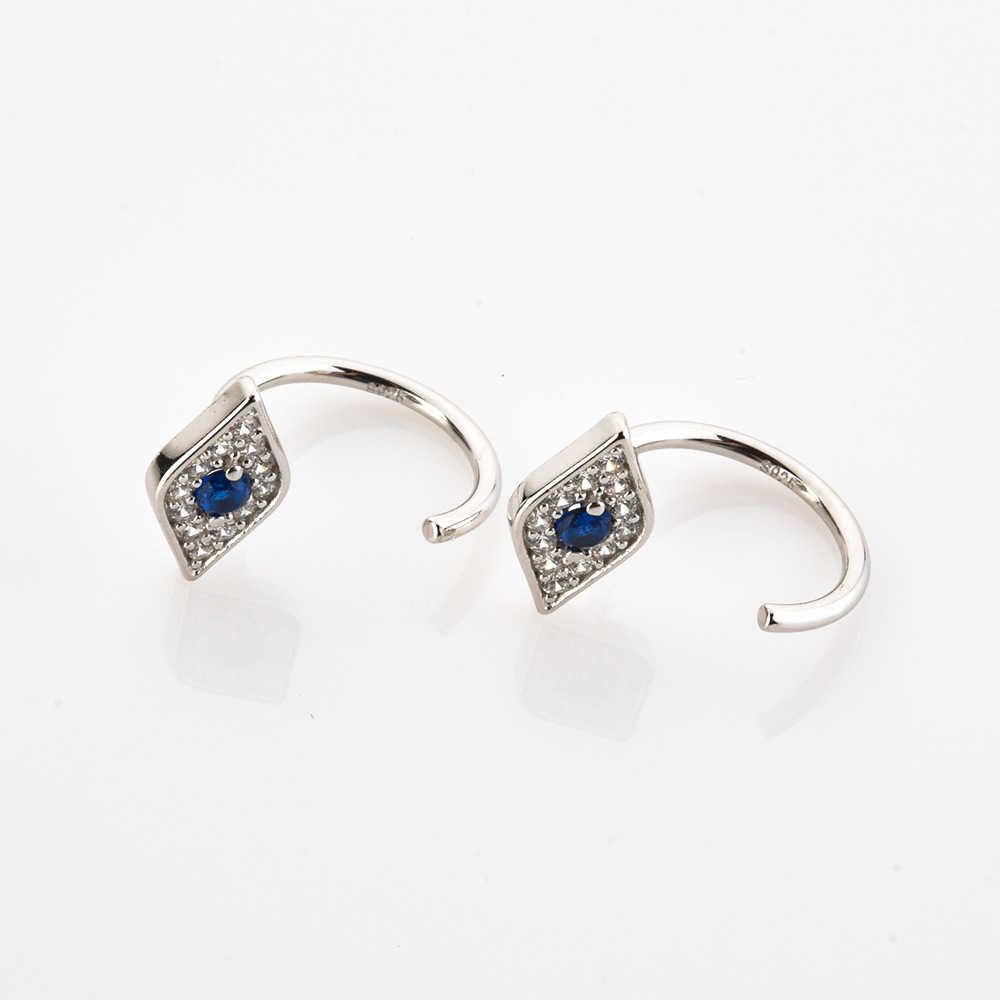 Geometric Pattern Women's Gender 1 Pair 925 Sterling Silver Zircon Geometric Earrings