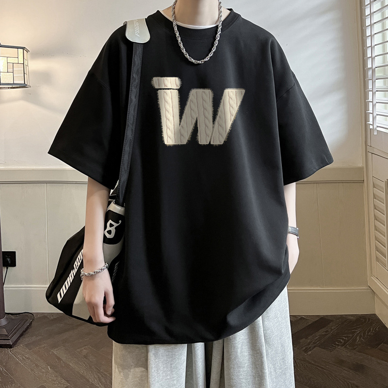 アメリカのレトロな重いポンドの純綿の重いポンドのtシャツの男子学生の半袖の夏の潮牌の潮流の大きいサイズの半袖の酒の赤いチベット青|undefined