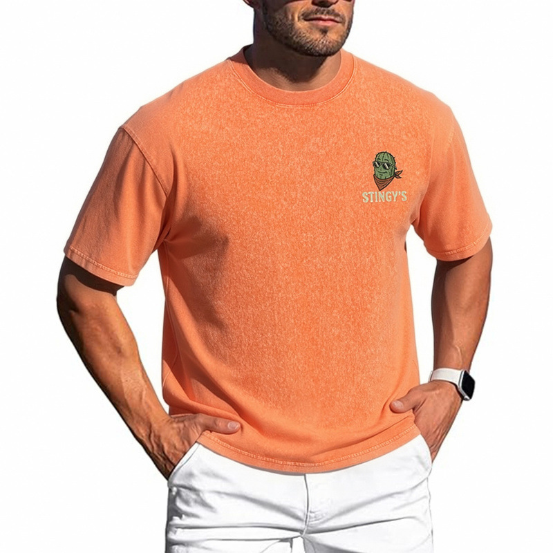 American Retro Washed Vintage Cactus Guitar Print T-Shirt for Men, Loose Trendy Brand Couple Short-Sleeve Top American Retro Washed Vintage Cactus Guitar Print T-Shirt for Men, Loose Trendy Brand Couple Short-Sleeve Top