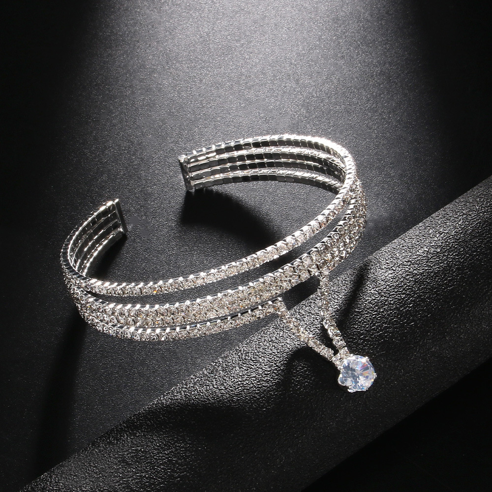 Amazon venta caliente rhinestone pulsera personalizada simple multi-capa pulsera moda todos los accesorios pulsera