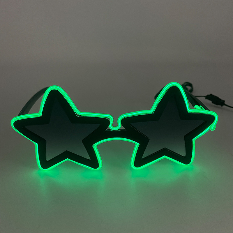 Nuevas gafas luminosas LED, barra de fiesta, festival de música de Bengdi, gafas luminosas de estrella de cinco puntas, accesorios brillantes