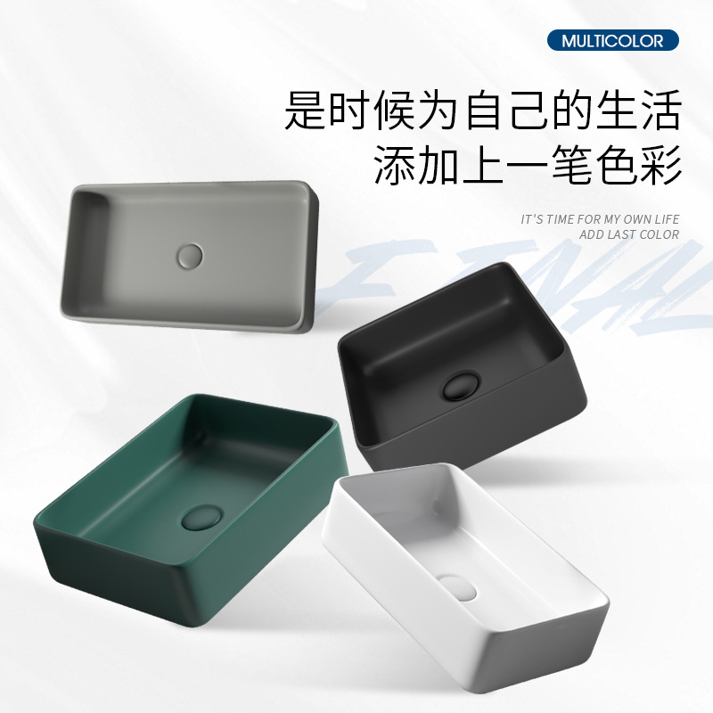 Mesa nórdica cuenca sola cuenca lavabo de cerámica del hogar lavabo cuadrado lavabo baño negro lavabo