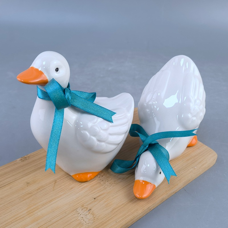 Cerámica cuidadosamente seleccionada mini patitos blancos adornos de animales plantas en macetas rocalla paisaje paisajístico micro paisaje decoración de pato tridimensional