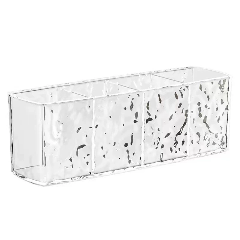 Acrylic storage box for dressing table, clear custom square organizer, textured diamond or ripple