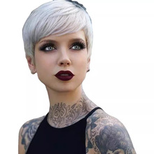�羳�ٷ�hairŷ���ٷ�Ů�̷�б�����Ұ�ɫ���ƻ���ͷ��Pixie Wigs