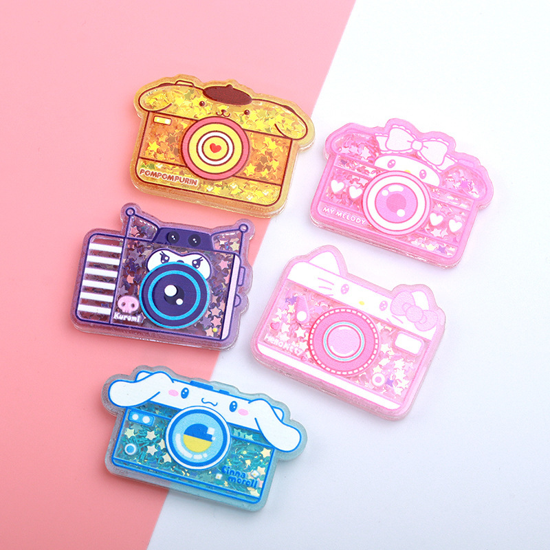 Factory spot wholesale Sanrio camera luminous acrylic patch DIY hand-made material refrigerator accessories Factory spot wholesale Sanrio camera luminous acrylic patch DIY hand-made material refrigerator accessories