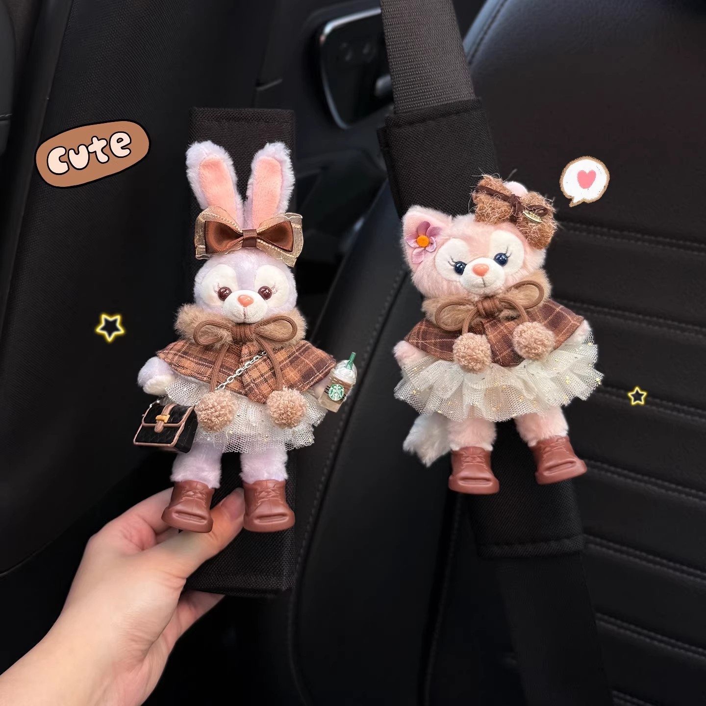 Linabell Stellalou Car Seatbelt Shoulder Pads Car Seatbelt Decoration Anti-Wear Clothing for a Couple
