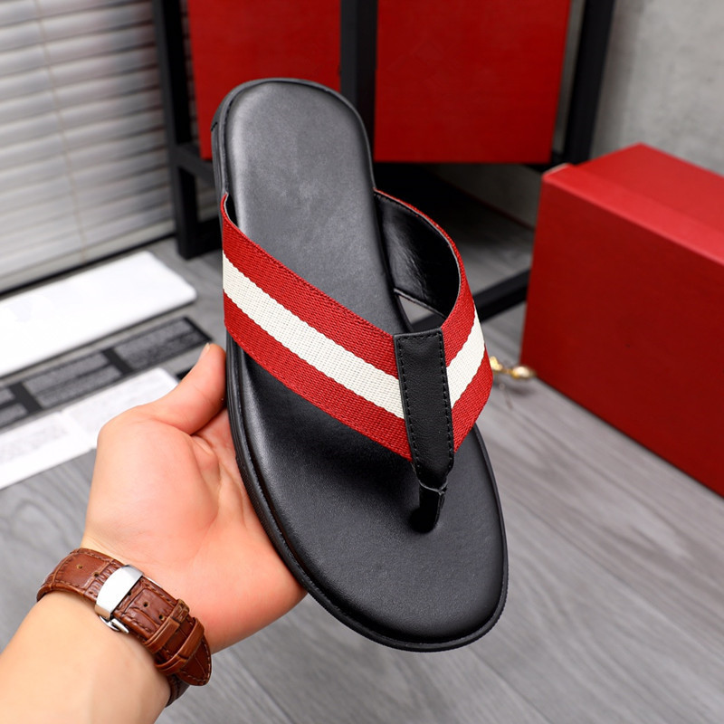 European Style Breathable Beach Trendy Big Brand Genuine Leather Balenciaga Men's Summer Non-Slip Slide Sandals