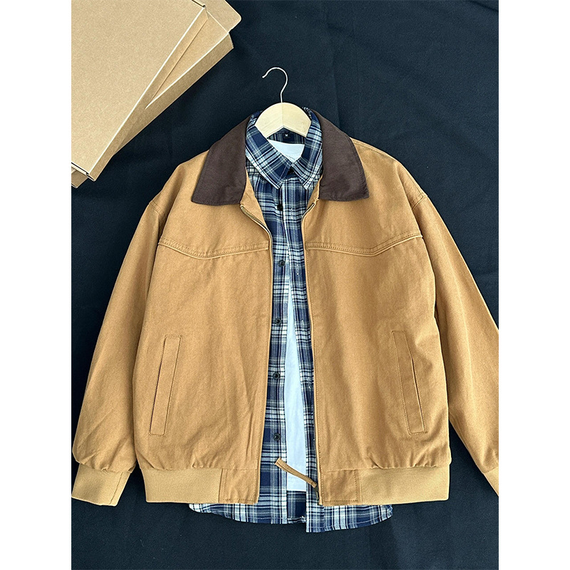 Nueva chaqueta casual estilo pareja color contraste chaqueta de todo fósforo chaqueta estilo Hong Kong para hombre chaqueta chaqueta de herramientas primavera 2025