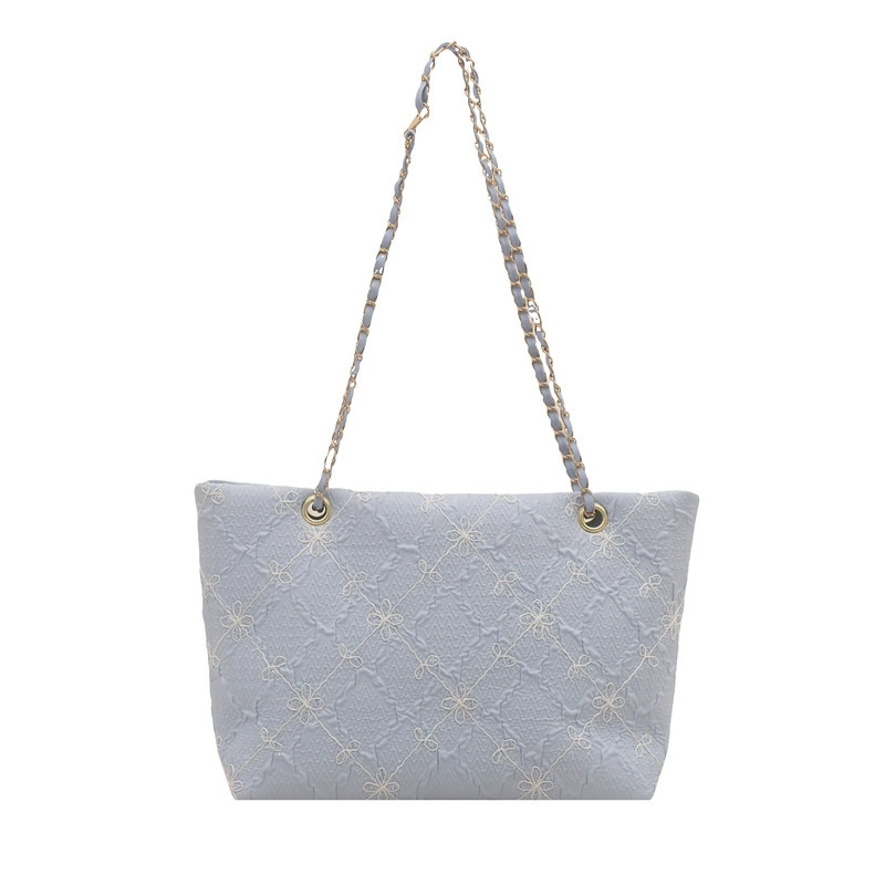Handheld shoulder bag, quilted texture, chain strap — summer style, 4 colors