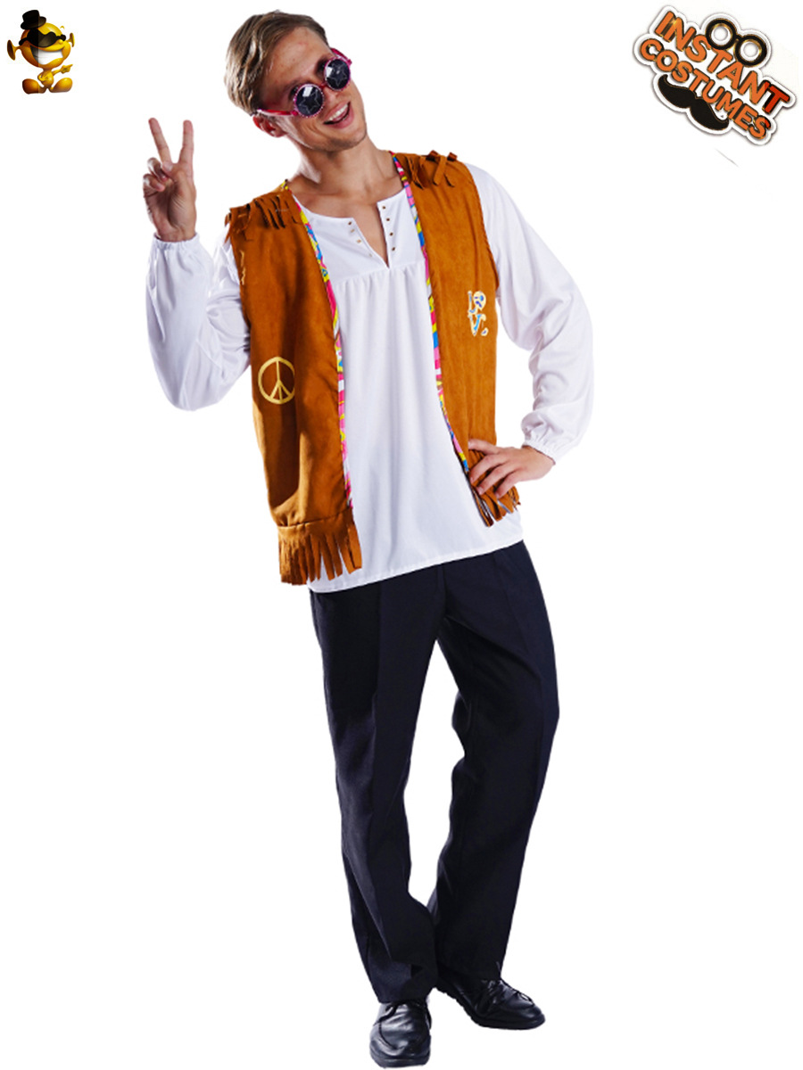 Gran masculino hippie traje etapa rendimiento traje Cosplay traje de la mascarada fiesta ropa juego de rol image 4