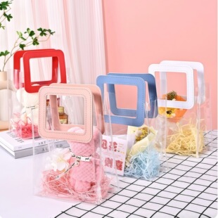 pvc transparent handbag ins style wedding wedding candy hand gift bag holiday gift giving hand bag transparent packaging bag