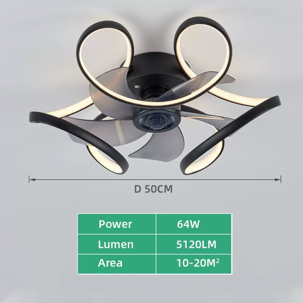 Transfronterizos para líneas mínimas de ventilador 64W sin atenuación LED ventilador de techo lámpara de sala de estar doméstica dormitorio