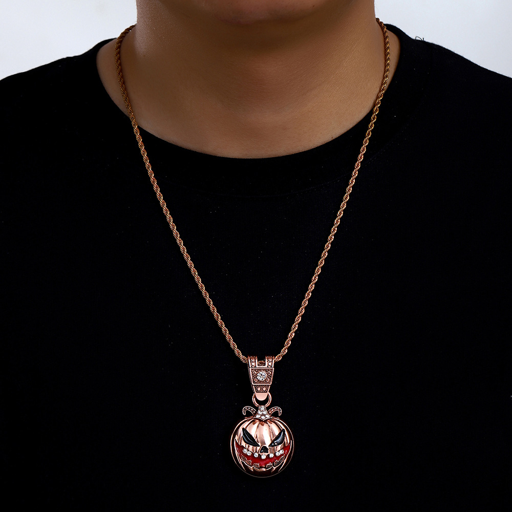 Europa y los Estados Unidos transfronterizos calabaza calavera aleación de goteo de aceite colgante de diamantes personalidad exagerada fabricantes de collares de hombres