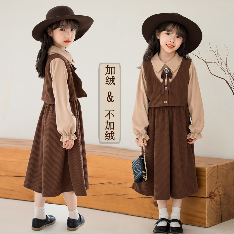 Girls Autumn Dresses 2025 New College Style Girls Clothes Medium and Large Children Mother and Daughter Clothes Korean Style Skirts Long Sleeves