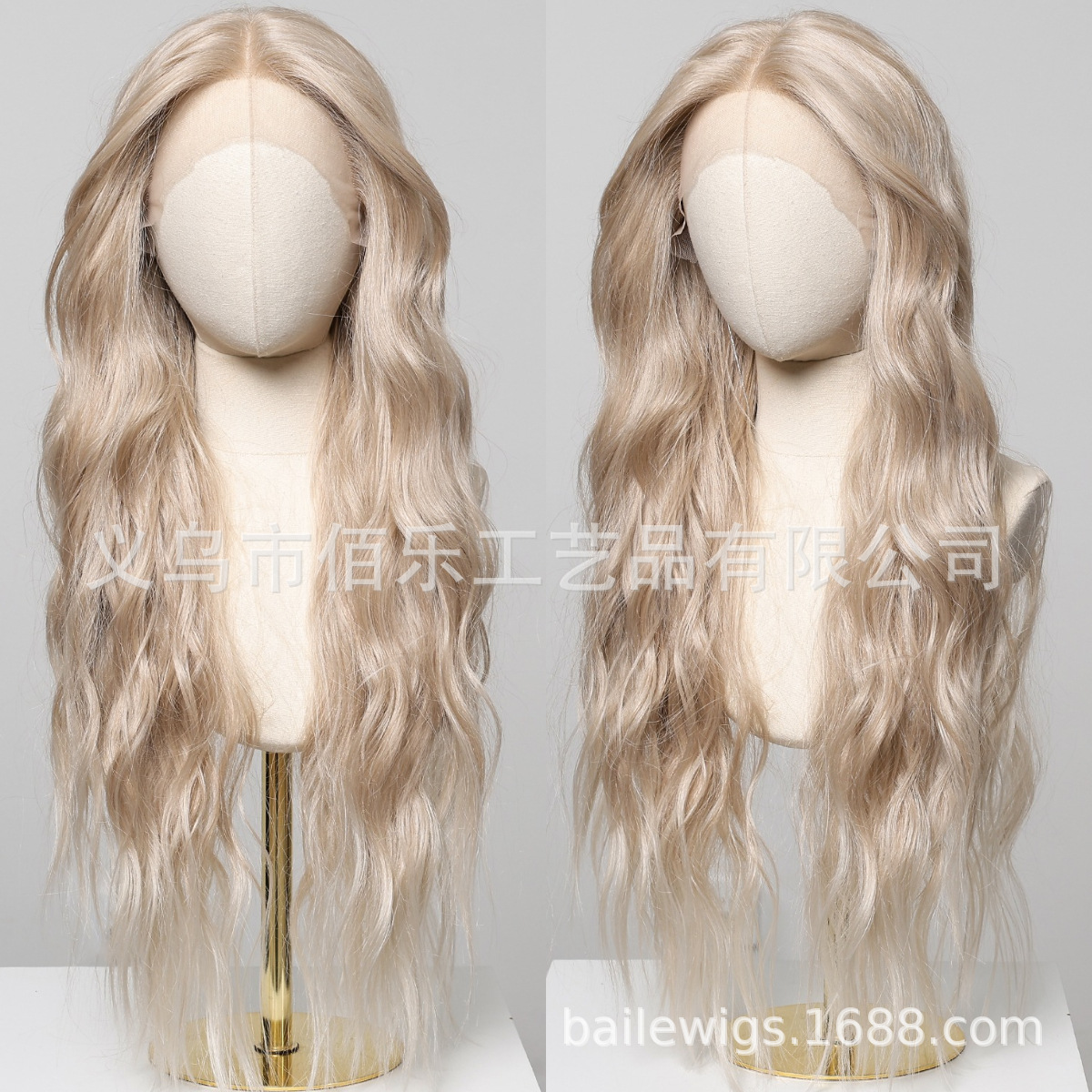 13*6 peluca de encaje de área grande con cabello largo y rizado dorado blanco en el medio image 3