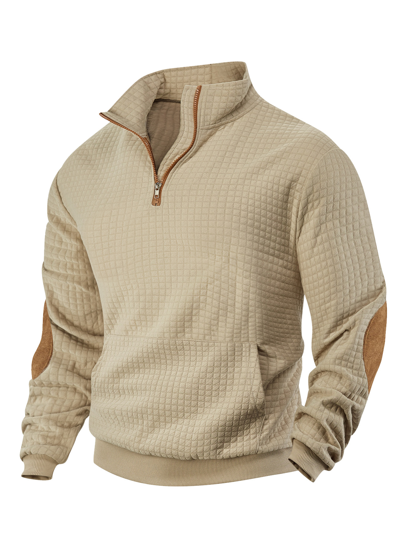 Europa y los Estados Unidos TK cross-border casual chaqueta deportiva Amazon Jacquard cuadrado pequeño cuello medio cremallera chaqueta waffle para hombre