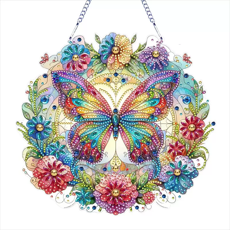 2D Diamond Painting Подвеска Цветы и Бабочки DIY творческая дверная подвеска
