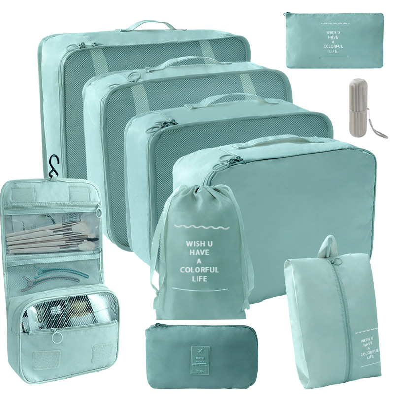 10 장 세트 [7 장 세트 + 후크 가방 + 디지털 가방 + 워시 컵] 레이크 블루