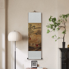 唐寅空山观瀑图国风中式客厅茶室新中式古韵书房卷轴挂画卷轴古画