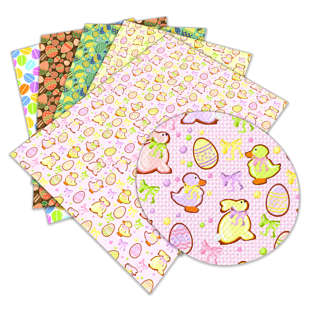 亚马逊供应 复活节彩蛋印花皮革 儿童DIY手带 皮革面料 跨境专供