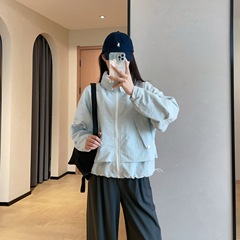 G家户外彷水休闲立领连帽冲锋衣工装风短款外套女2025秋M2213D