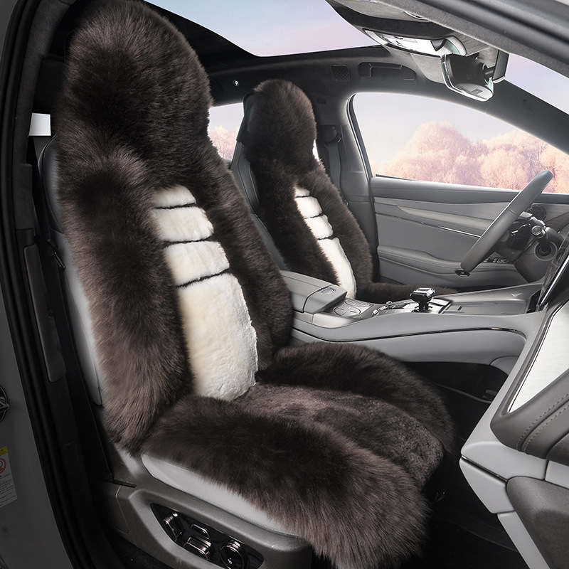 24年新款半包围连体毛绒羊毛冬季保暖汽车坐垫跨境代发座椅套座垫