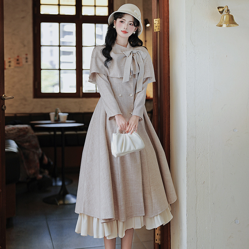 Rich Daughter Style Retro Shawl Cloak Palace Dress Elegant Windbreaker Dress High-End Suit