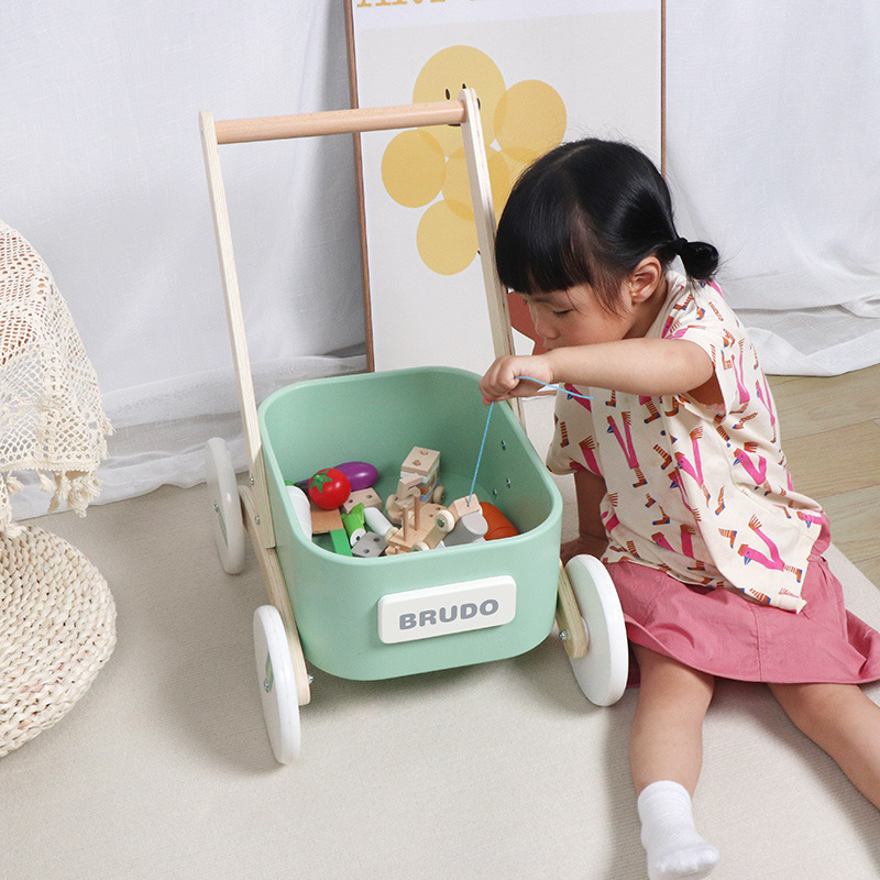 Niños pequeños 3 años de edad, cochecito multifuncional de madera, juguetes, bebé, artículos multifuncionales, almacenamiento al por mayor