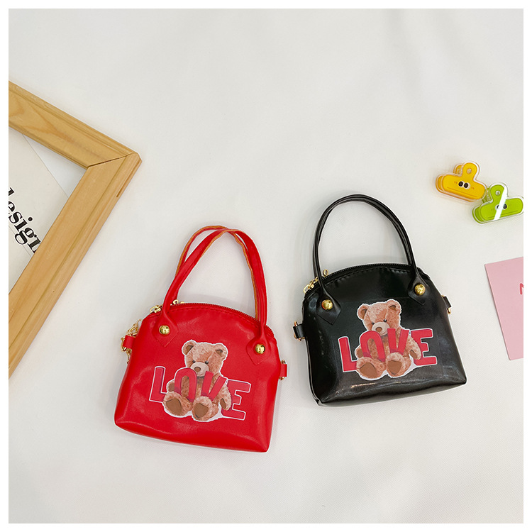 Kid's Small All Seasons Pu Leather Little Bear Cute Square Zipper Handbag display picture 4