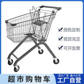60升超市手推车理货车商场购物车仓库家用便利店买菜车60L灰色