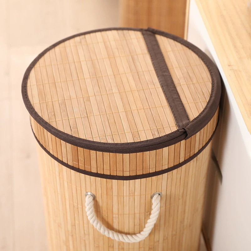 Foldable laundry basket, bamboo storage box 40×30×60 cm, large collapsible hamper