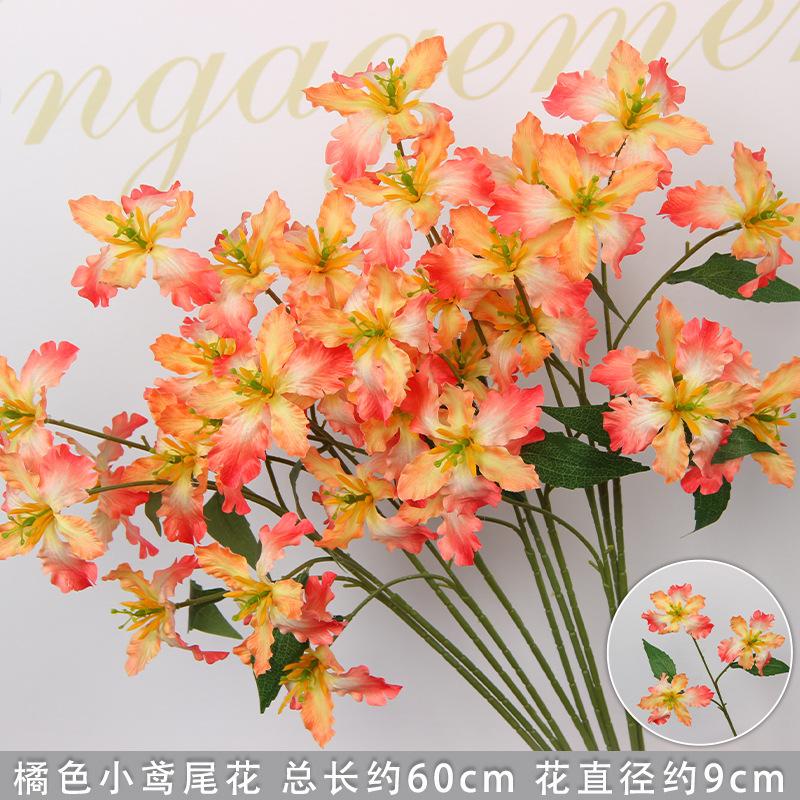 Flores de imitación naranja peonía naranja hortenida neblina orquídea flor flor de boda seda naranja