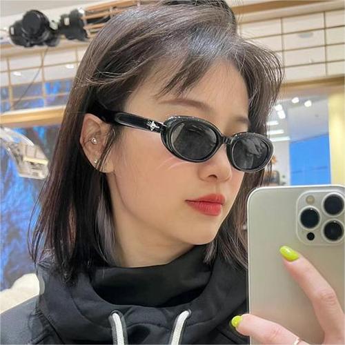 2024 cross-border new European and American sunglasses for women cross star temples high-end glasses star oval sunglasses