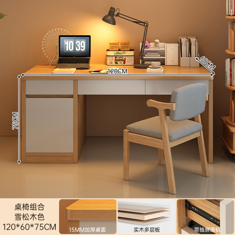 Escritorio estudiantil escritorio de estudio en el hogar dormitorio con escritorio de cajón simple escritorio de computadora de escritorio moderno contra la pared